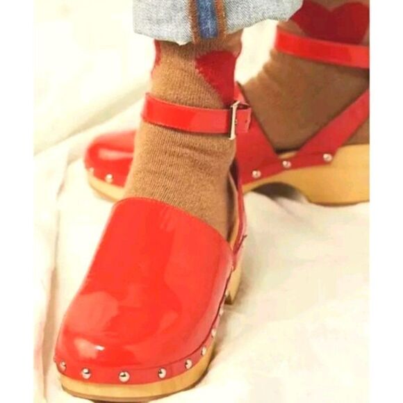 Free People x Unalira Kaia Clog Sandal Red Patent - Picture 1 of 4